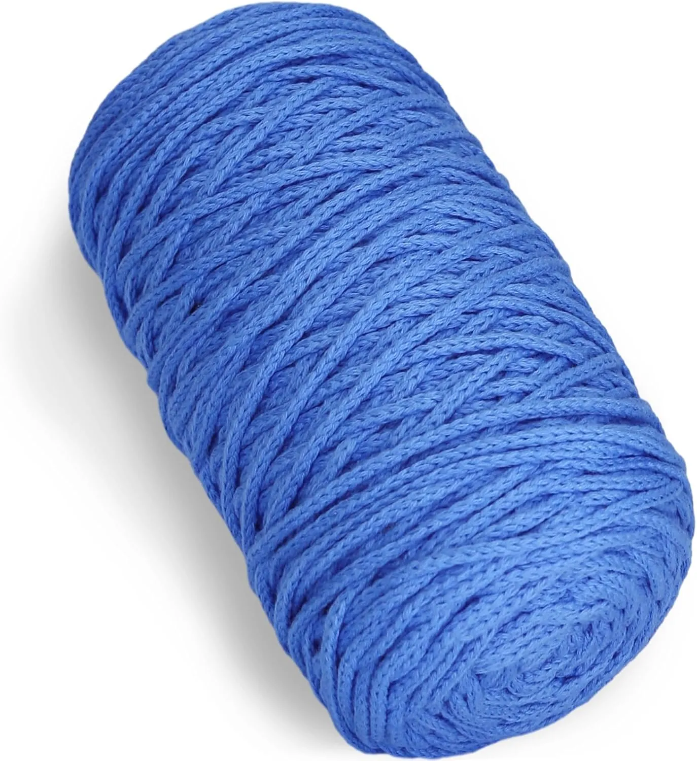 1 PCS 200g Blue 100% Cotton Yarn Hollow Knitted Crochet Yarn,164 Yards Fabric Yarn Round Rope Yarn for DIY Handbag Purse Basket Cushion Crochet Bag