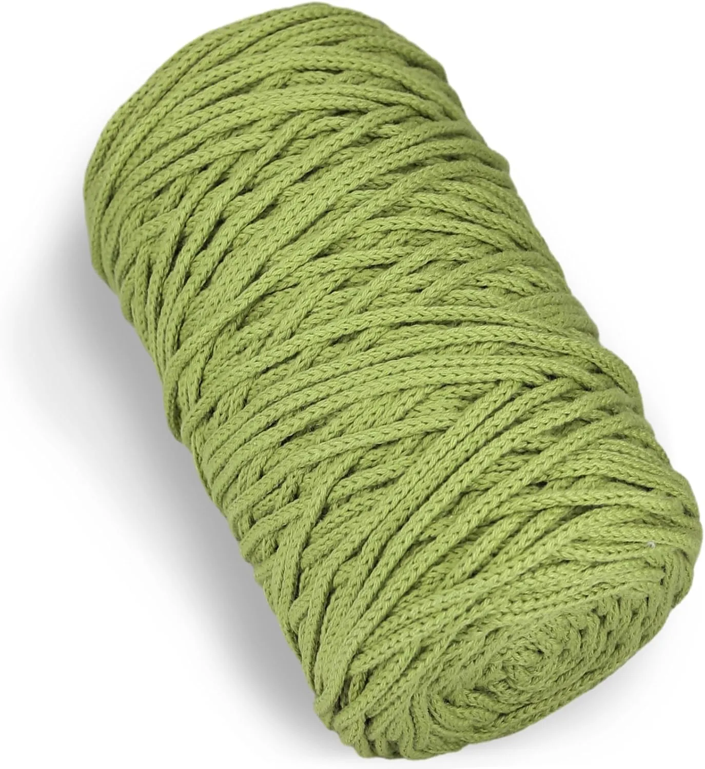 1 PCS 200g Green 100% Cotton Yarn Hollow Knitted Crochet Yarn,164 Yards Fabric Yarn Round Rope Yarn for DIY Handbag Purse Basket Cushion Crochet Bag