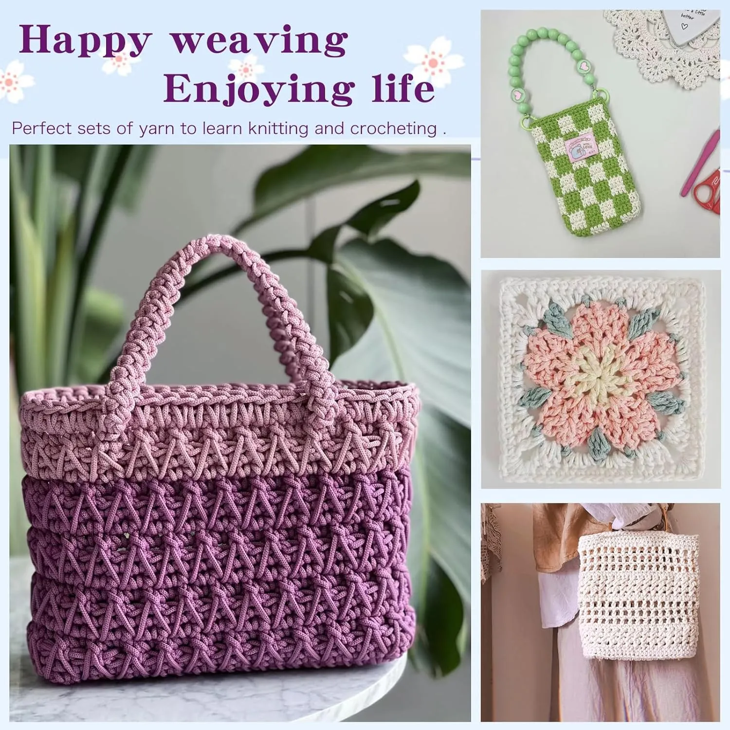 1 PCS 200g Green 100% Cotton Yarn Hollow Knitted Crochet Yarn,164 Yards Fabric Yarn Round Rope Yarn for DIY Handbag Purse Basket Cushion Crochet Bag