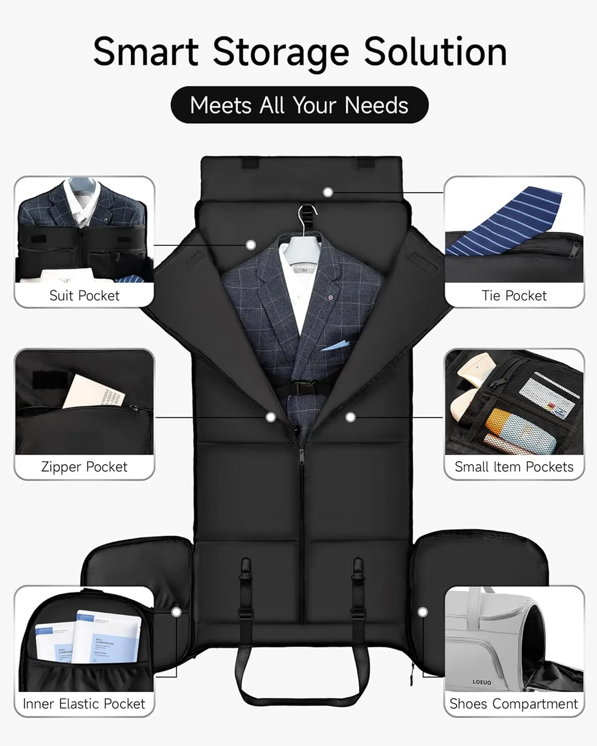 100% Waterproof Travel Garment Duffle Bags Combo Carry On for Women Men, Mens 3 In 1 Convertible Garment Bags for Travel with Shoe Compartment, High Capacity Folding Suit Bag Travel