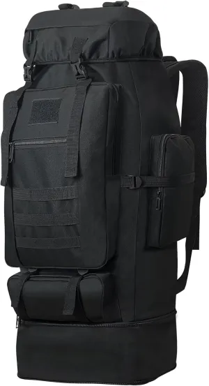100L Camping Hiking Backpack, Military Tactical Backpack Molle Rucksack, Extra Large Hiking Backpack, Water Resistant Hiking Daypack, Outdoor Sports Backpack, Adjustable Sport Bags (Black)
