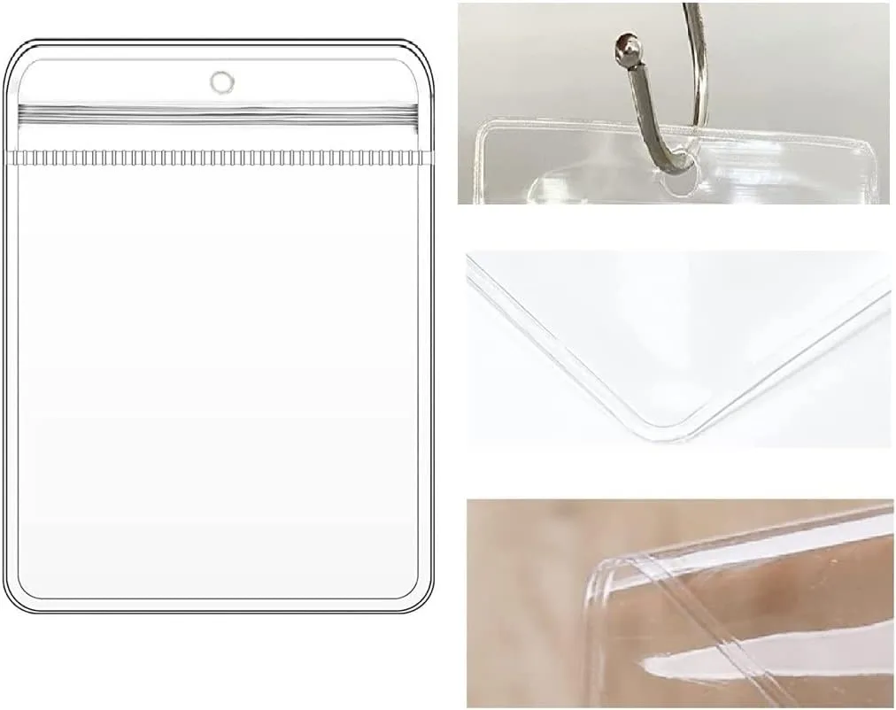 100pcs Clear PVC Transparent Zip Lock Jewelry Bag with Hang Hole Plastic Small Size Dust Proof Airtight Pouch Zipper Bag Self Seal Packing Pouch Organizer Storage Bags for Rings Earrings 2.7x3.9in