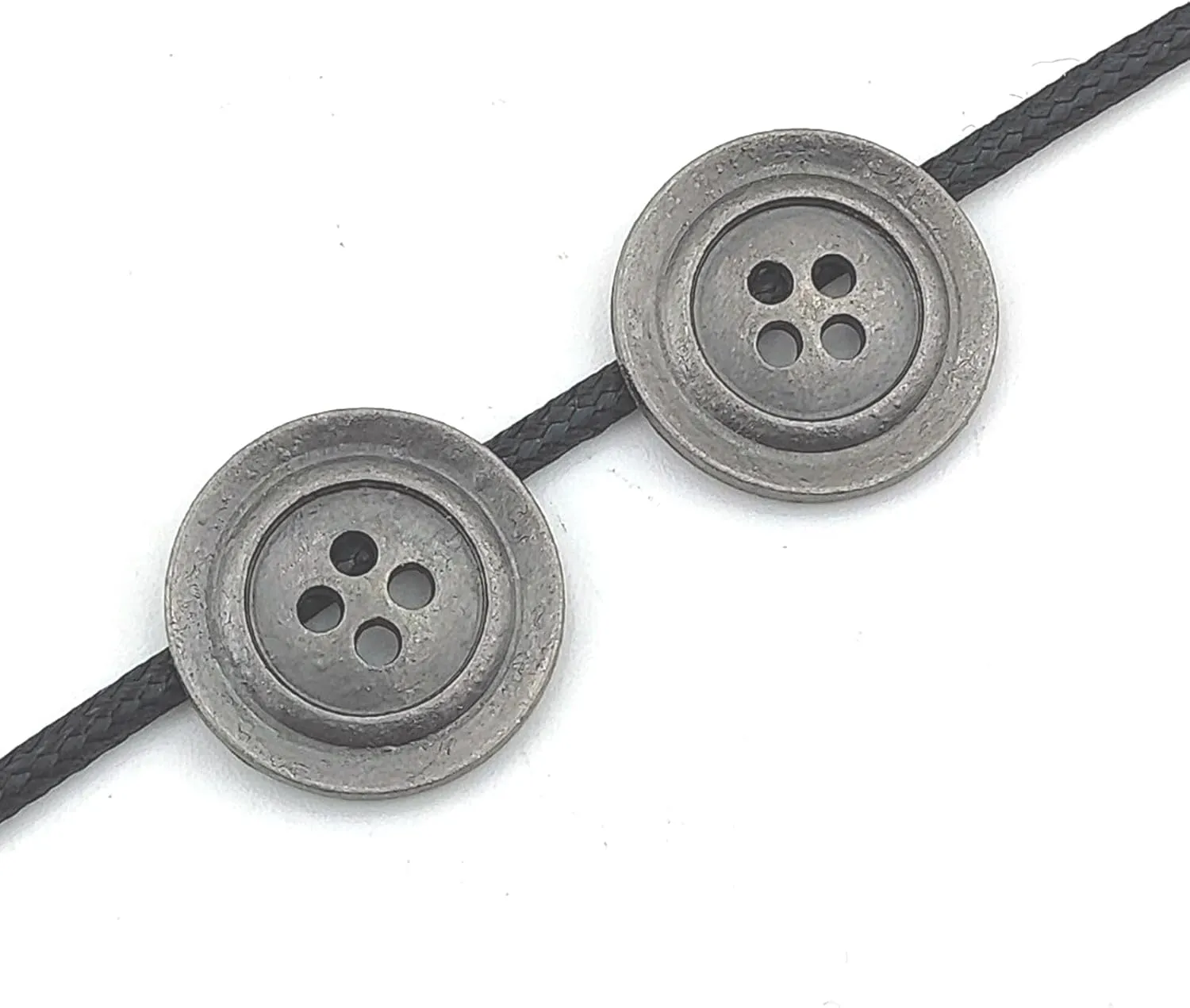 10pcs 20mm Antiqued Silver Gray Metal 4 Holes Scrapbooking Sewing Buttons Vintage Style Round Buttons for DIY Crafts, Jacket, Coat, Clothing Accessory