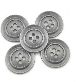 10pcs 20mm Antiqued Silver Gray Metal 4 Holes Scrapbooking Sewing Buttons Vintage Style Round Buttons for DIY Crafts, Jacket, Coat, Clothing Accessory