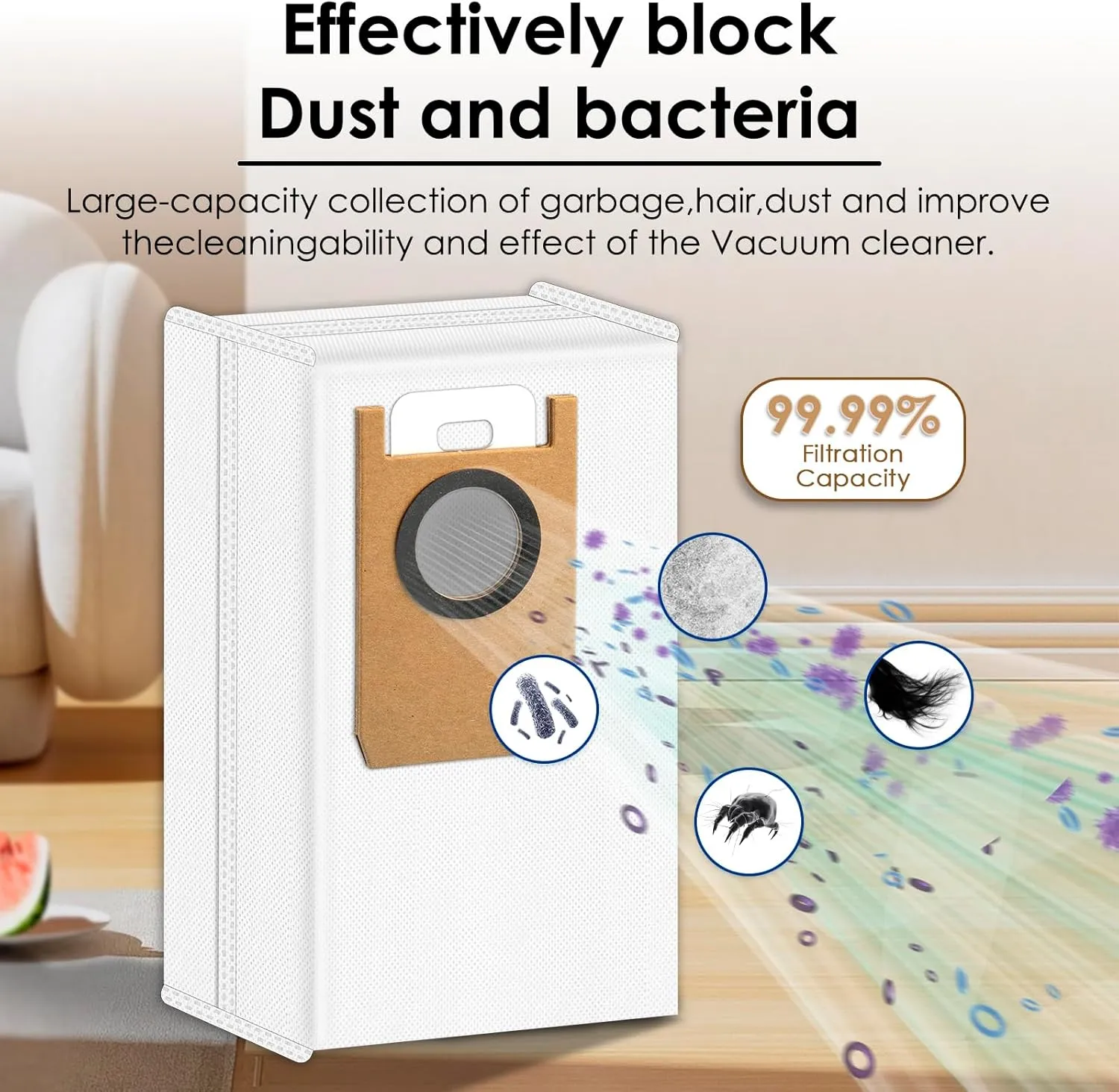 (12 Pack) Omni S1 Pro Replacement Dust Bags for Eufy Robot Vacuum Omni S1 Pro Robot Vacuum Self-Empty Station, Disposable Vacuum Bag Accessories, Canister Bags, HEPA Bag Filter Bags Parts Parts