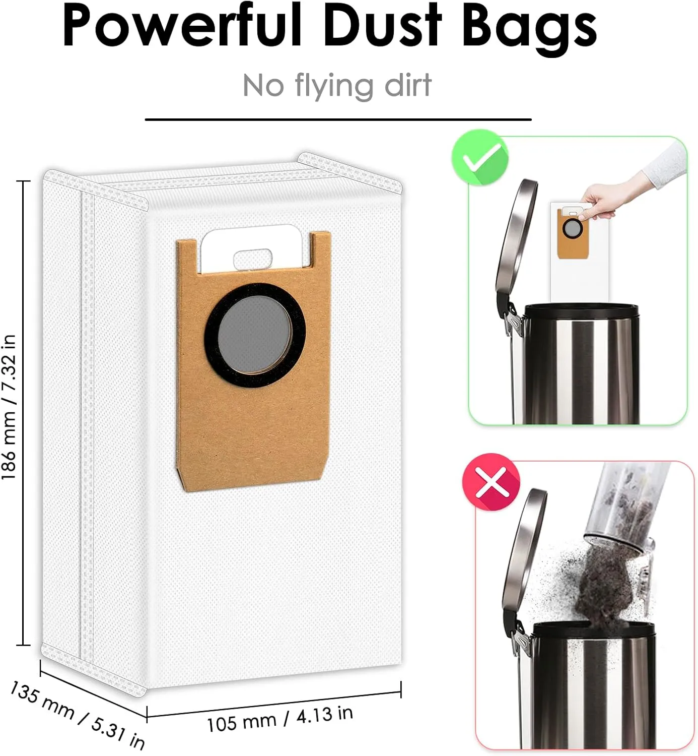 (12 Pack) Omni S1 Pro Replacement Dust Bags for Eufy Robot Vacuum Omni S1 Pro Robot Vacuum Self-Empty Station, Disposable Vacuum Bag Accessories, Canister Bags, HEPA Bag Filter Bags Parts Parts