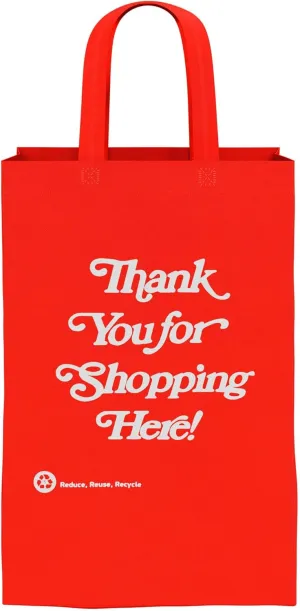 12-Pack Thank You Gift Bags Length 13"" X Width 8"" X Height 15"" Non-Woven Reusable Gift Bag with Sturdy Handles Shopping Tote Bags, Red, Standard