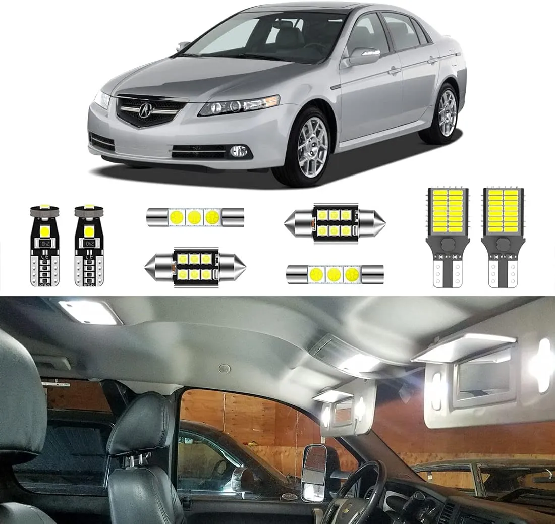 12PCS Super Bright White LED Interior Light Kit Package for Acura TL 2004 2005 2006 2007 2008   License Plate Lights and Install Tool