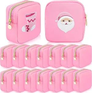 16 Pcs Mini Makeup Bags Bulk Nylon Cosmetic Bags Pouch for Purse Travel Bag Pouch Toiletry Organizer Pouches Bag for Women, Small Zipper Pouch Preppy Coin Purse for Custom Valentines Gifts