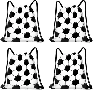 16 Pieces Soccer Gift Bags Soccer Drawstring String Bag Sports Backpack Ball Drawstring Party Favor Bags for Sports Storage Party Decorations
