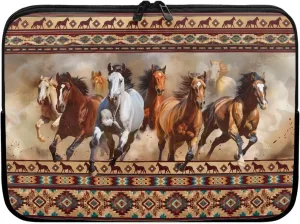 17 Inch Brown Horse Tribe Art Native American Geometric Print Computer Bag, Zip Laptop Protector Notebook Carrying Case Protective Computer Bags for Women Men College