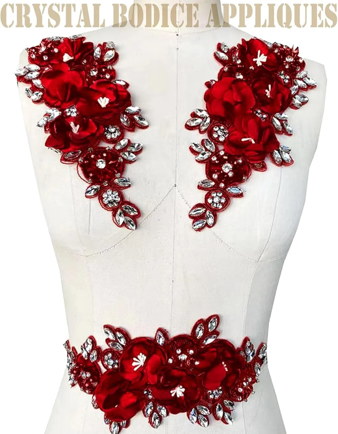 1pc Handmade Rhinestone Applique for Clothes, 3D Flower Fabric Patches for Wedding Dress, Bling Beaded Embroidery Lace Applique for Hat Hairband Sewing Embellishment (Gold)