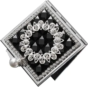 1Pc Small Double Sided Metal Makeup Mirror with Pearl Pendant Compact Travel Vanity Mirror Durable High Definition for Handbag Purse for Women The Go