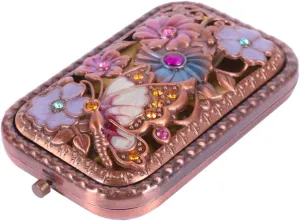 1Pc Vintage Foldable Makeup Mirror Retro Pocket Mirror for Purse Double Sided High Definition Compact Design for Outdoor Travel Shopping Pink