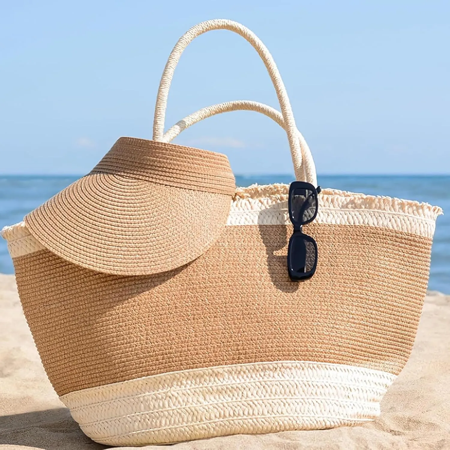 2 Pack Raffia Yarn for Crochet, Soft Cotton Yarn for Crocheting Summer Beach Bag/Hat, 228 Yards/3.52 Ounce Ribbon Paper Yarn for Beginners DIY Hand Knitting Handbag (Milky White)