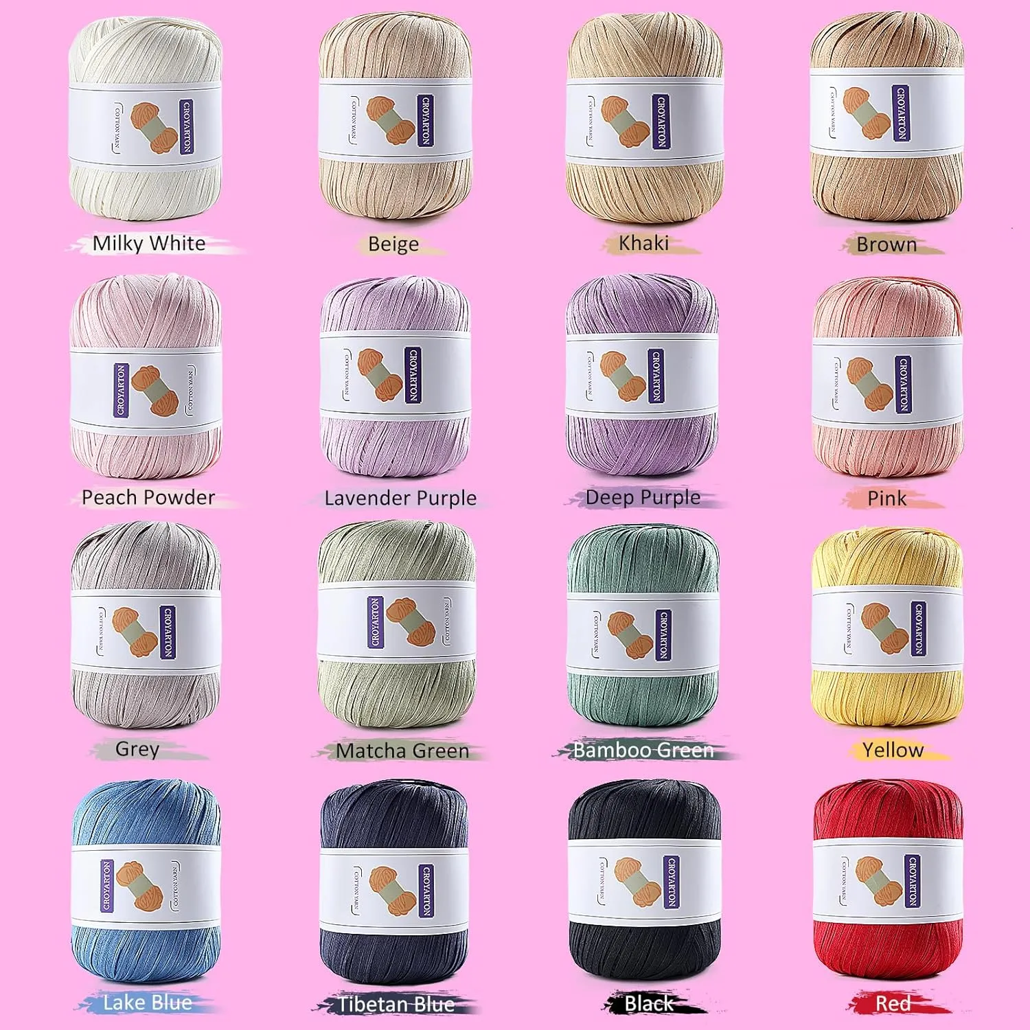 2 Pack Raffia Yarn for Crochet, Soft Cotton Yarn for Crocheting Summer Beach Bag/Hat, 228 Yards/3.52 Ounce Ribbon Paper Yarn for Beginners DIY Hand Knitting Handbag (Milky White)