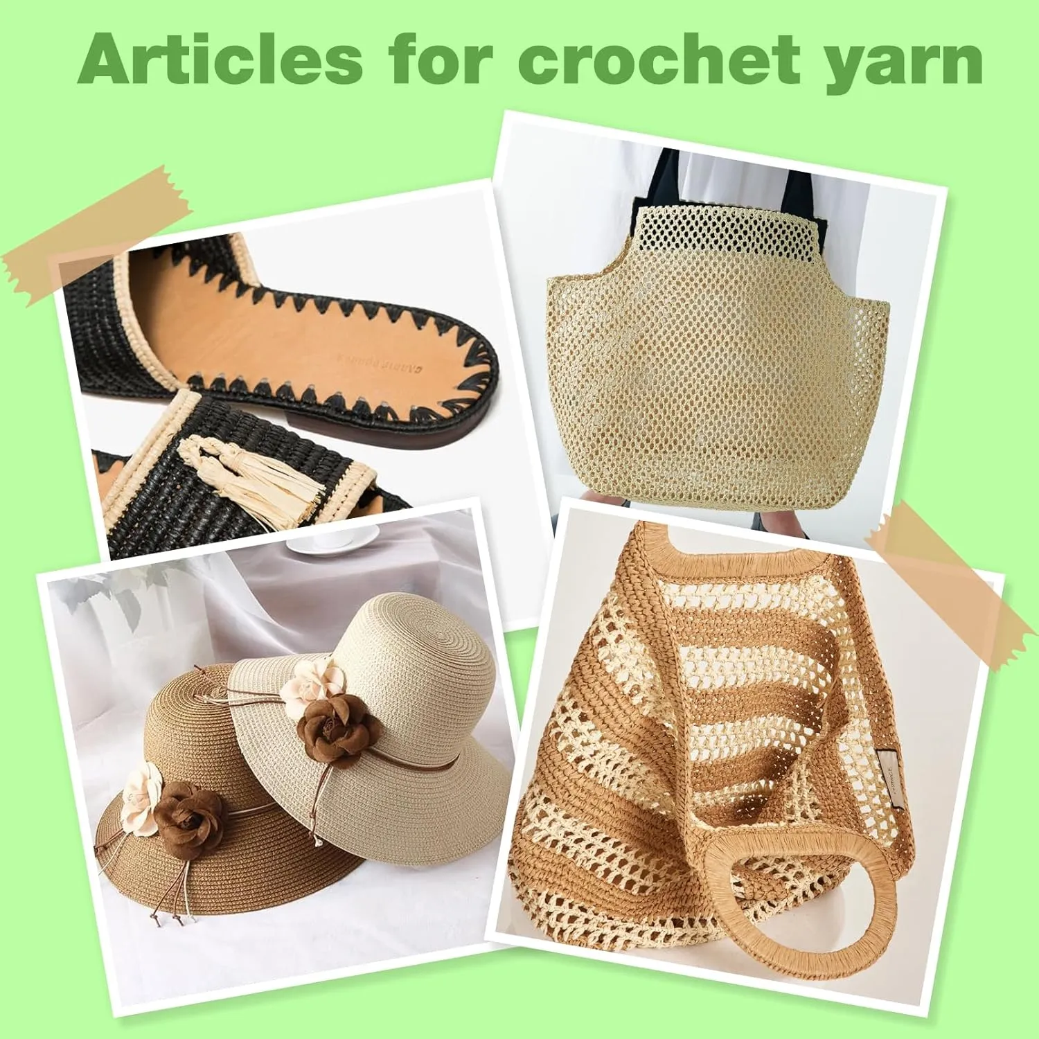 2 Pack Raffia Yarn for Crochet, Soft Cotton Yarn for Crocheting Summer Beach Bag/Hat, 228 Yards/3.52 Ounce Ribbon Paper Yarn for Beginners DIY Hand Knitting Handbag (Milky White)