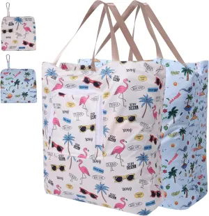 2 Pack Travel Laundry Bag with Handle and Drawstring, Expandable Foldable Dirty Clothes Bags with Hook and Zipper, 23*20 inch, Vacation