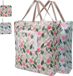 2 Pack Travel Laundry Bag with Handle and Drawstring, Expandable Foldable Dirty Clothes Bags with Hook and Zipper, Lightweight Waterproof Laundry Hamper Liner for Travel, Home, College Dorm,