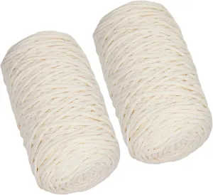 2 PCS 400g Beige 100% Cotton Yarn Hollow Knitted Crochet Yarn,328 Yards Fabric Yarn Round Rope Yarn for DIY Handbag Purse Basket Cushion Crochet Bag