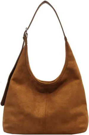 2 Pcs Slouchy Hobo Bags Women Suede Crescent Satchels Shoulder Bag Crossbody Purse Top-handle College Tote Handbag 2024