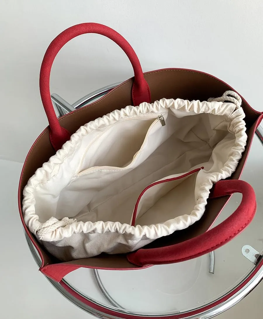 2 Pcs Trendy Suede Crescent Underarm Shoulder Bag Women Slouchy Satchels Crossbody Purse Top-handle Travel Tote Handbag