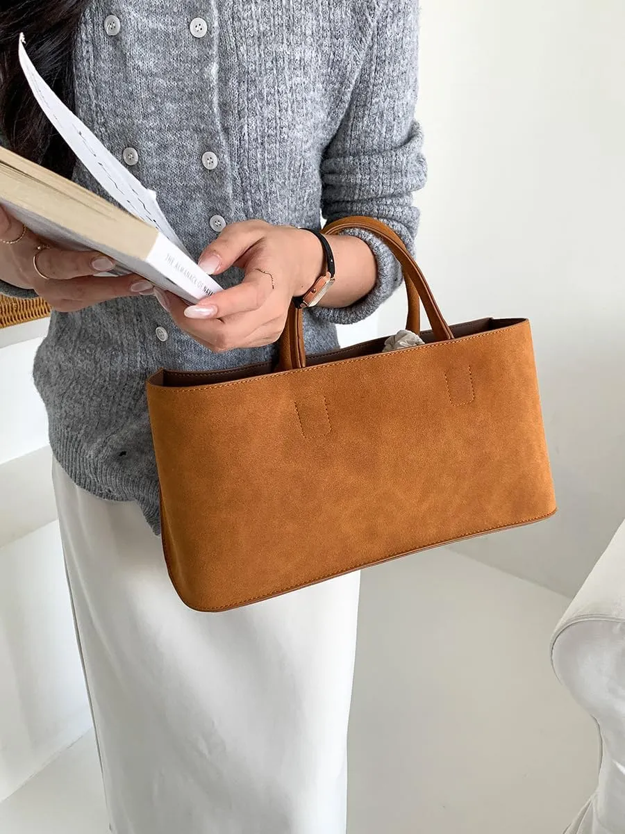 2 Pcs Trendy Suede Crescent Underarm Shoulder Bag Women Slouchy Satchels Crossbody Purse Top-handle Travel Tote Handbag