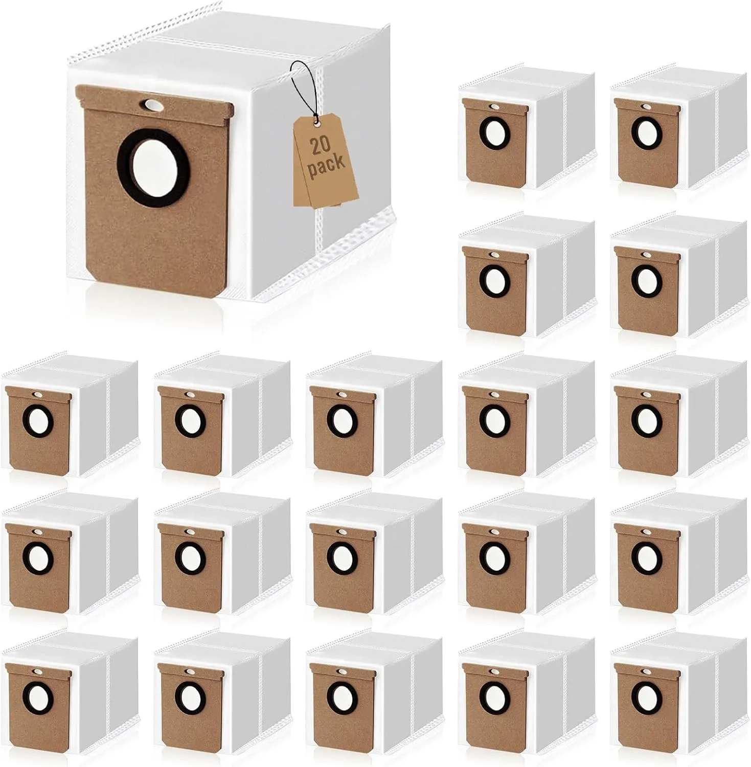 20 Pack L60 Dust Bags Replacement Compatible With Eufy L50 SES, L60 SES Vacuum Cleaner Self-Empty Station,2.5L Eufy L60 Replacement Bags for Haier H9 Plus,Conga 1000,8090 Ultra,9090AI Vacuum Cleaner