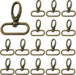 20 Pcs Antique Lobster Clasps, 2 inch Large Bronze Swivel Snap Hook Clips for 1-inch Straps, Heavy Duty Zinc Alloy Trigger Clips for Purse Straps, Backpack, Keychain, Luggage Replacement