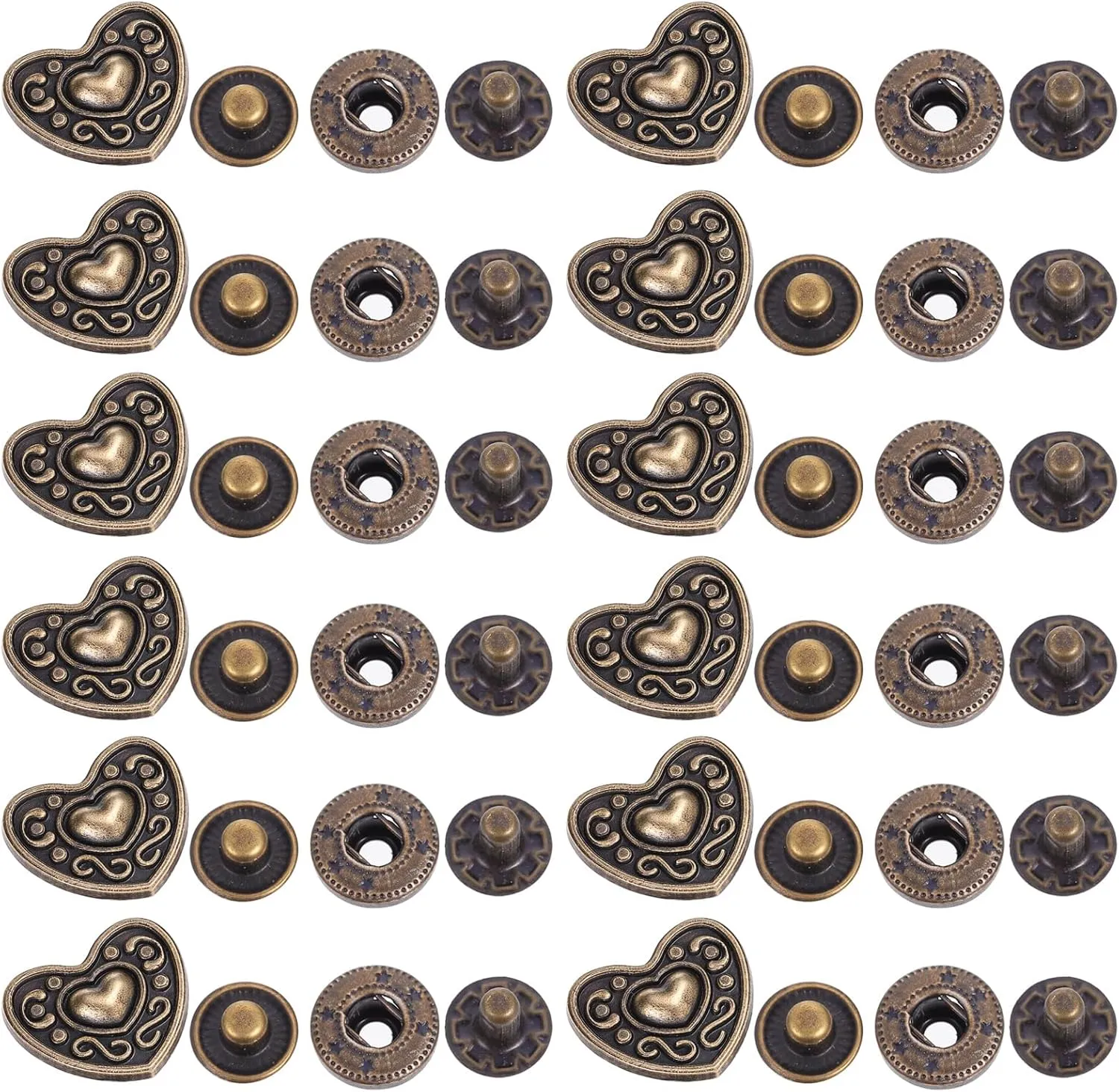 20 Sets Cartoon Snap Button Black Purses Men's Black Suits Leather Purses Metal Press Button Fabric Snaps and Fasteners Kit Brass Fasteners Bronze Wallet Buckle Fasteners Man Mix