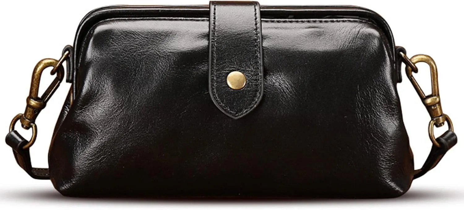 2023 New Premium Leather Retro Handmade Bag, Unique Opening Design Premium Leather Doctor Bag, Travel Shoulder Bag for Women