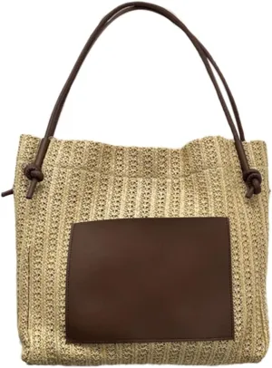 2024 Woven Bags Fashion Straw Weave Bucket Bags Large Capacity Bag Casual Handbag Shoulder Bag for Women Girl