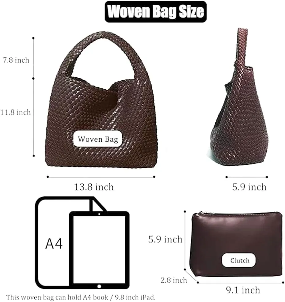 2025 Woven Tote Bag for Women, Extra Large Fashion Shoulder Hobo Bags, Leather Woven Beach Bag, Work Purses for Women