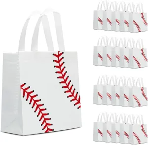 24 PCS Baseball Gift Bags Baseball Party Decorations with Handles Reusable Baseball Goodie Snack Favor Bag Non Woven Party Favor Bags for Sports Birthday Supplies