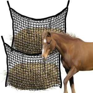 2PCS Horse Hay Feeder Net Slow Feed Bag ，Easy to Hang Hay Bag for Horses with Large Capacity Hay Nets for Horses Feeder Full Day Feeding (Black)