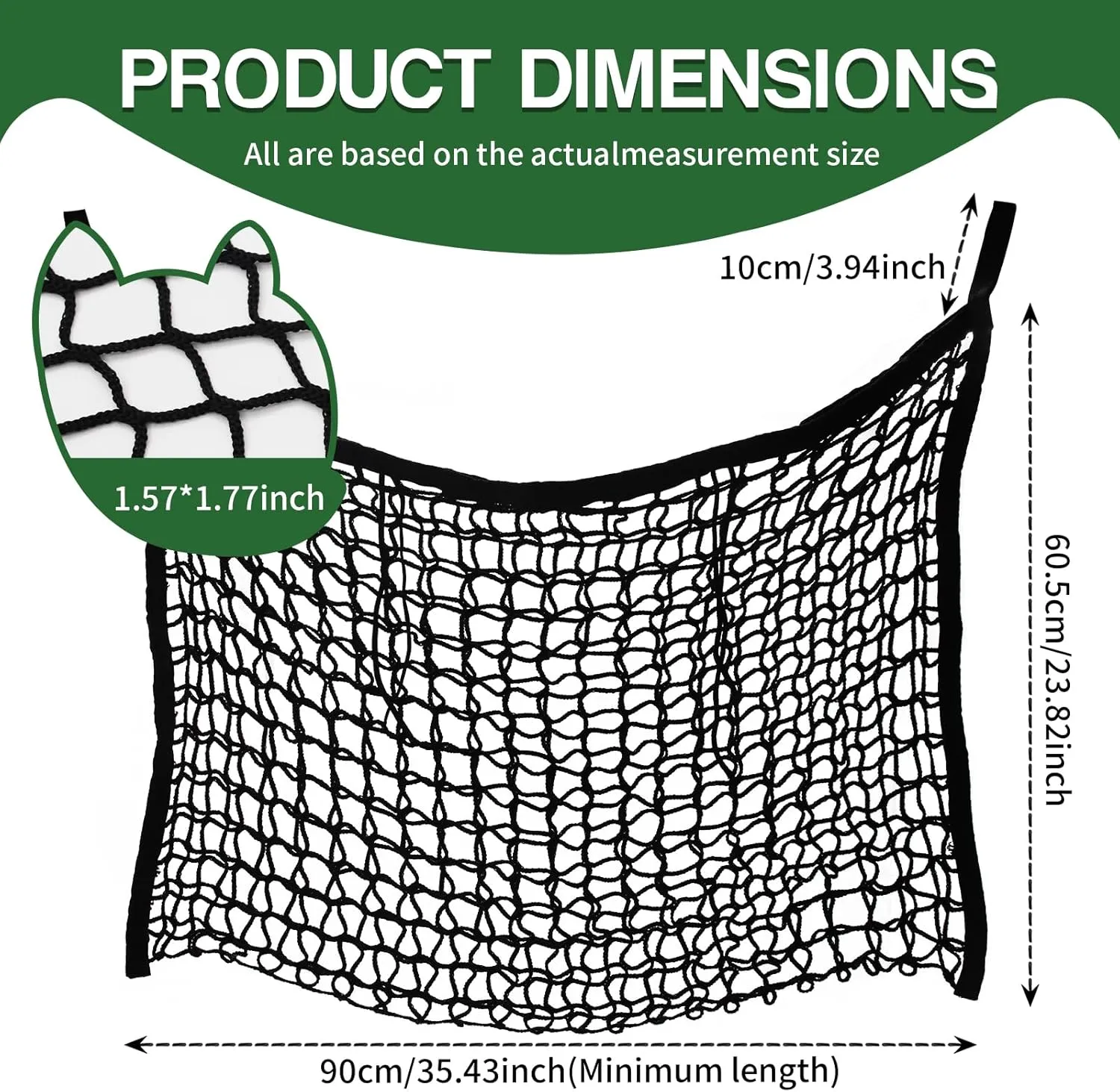 2PCS Horse Hay Feeder Net Slow Feed Bag ，Easy to Hang Hay Bag for Horses with Large Capacity Hay Nets for Horses Feeder Full Day Feeding (Black)