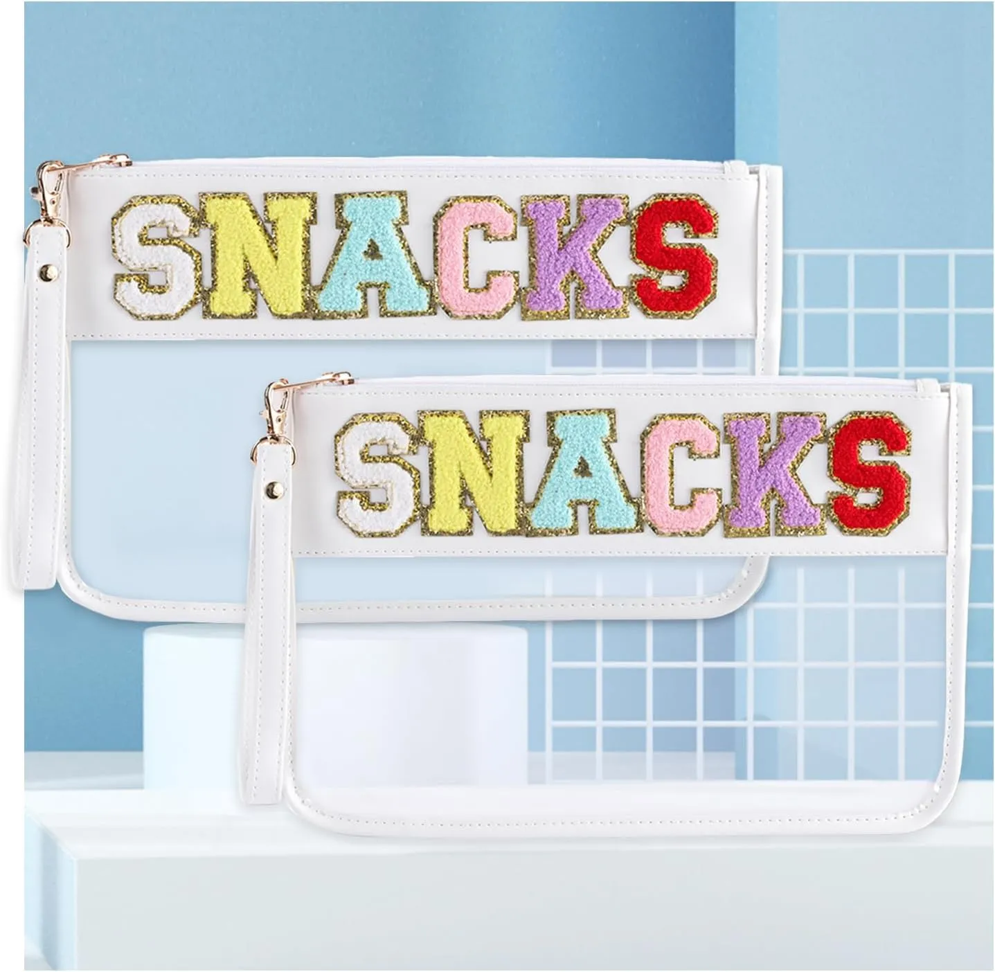 2Pcs Snack Bags,Snack Bags for Travel,Snack Bag for Letter Flat Pouch, Snack Bags for Kids Small Snack Bag