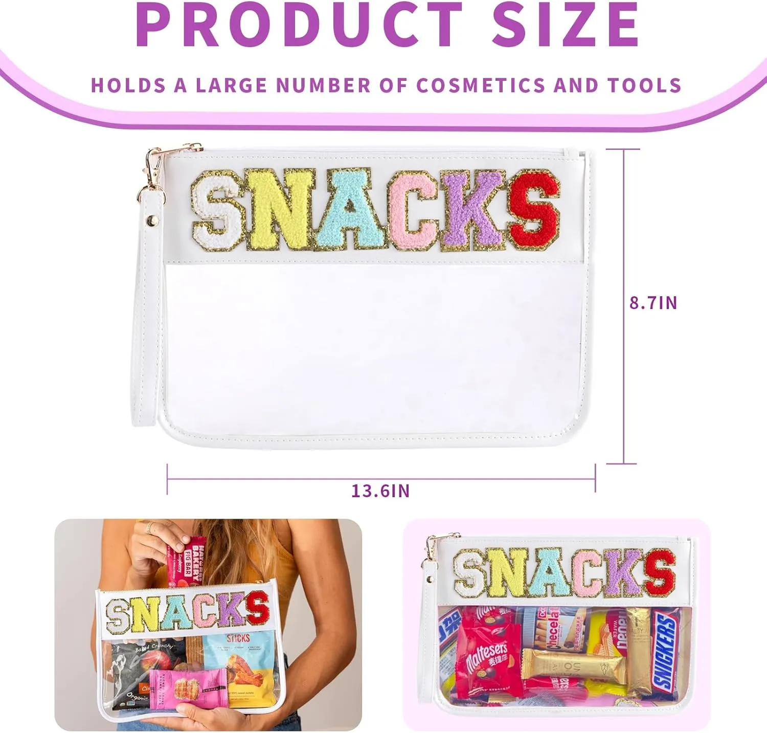 2Pcs Snack Bags,Snack Bags for Travel,Snack Bag for Letter Flat Pouch, Snack Bags for Kids Small Snack Bag