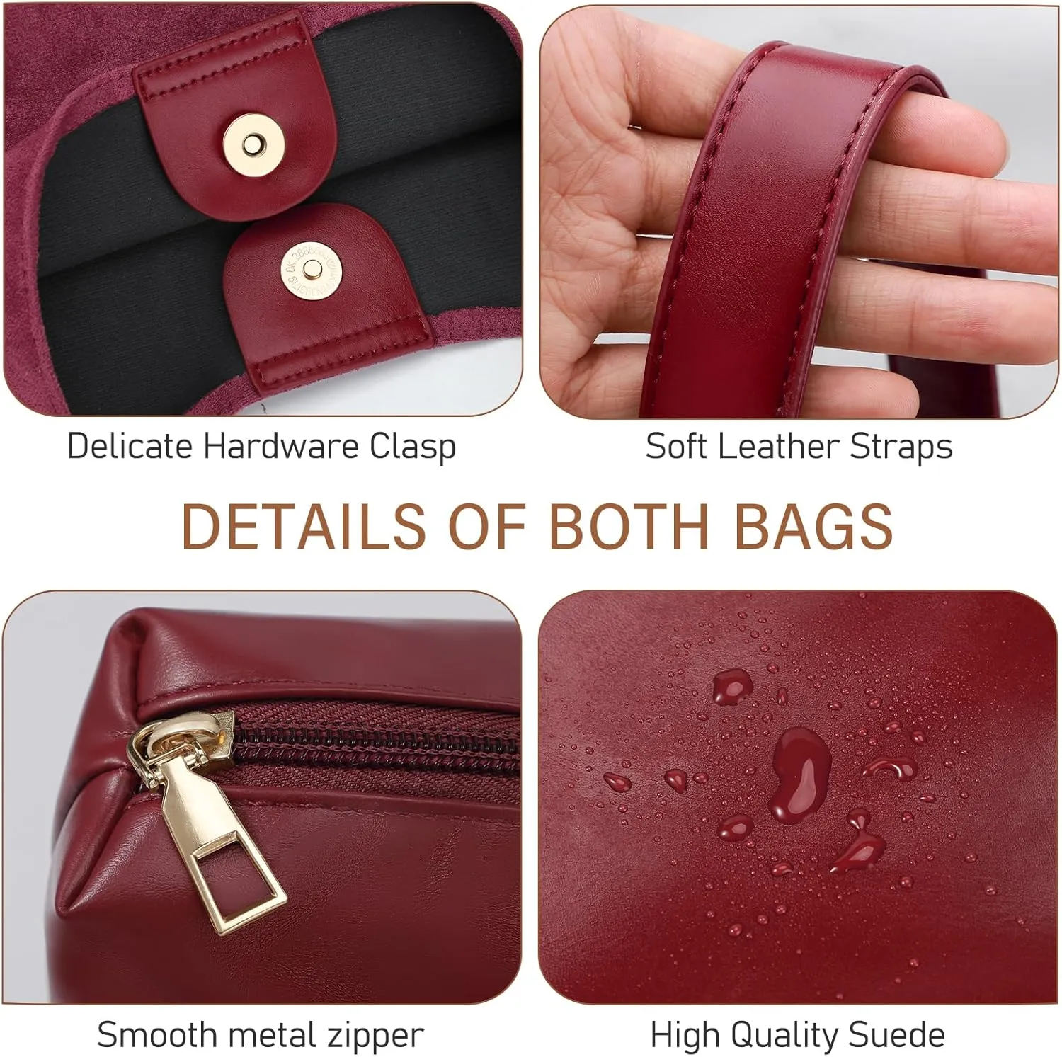 2PCS Suede Bag and Leather Purse Hobo Bags for Women Shoulder Bag Slouchy Bag Suede Tote Bag for Women Vegan