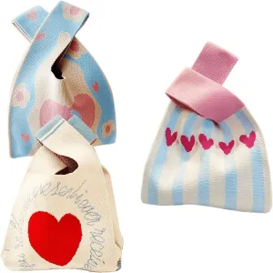 3 Pieces Women's Pocket Handbags Cute Knot Cufflinks Tote Bag, Suitable for all occasions