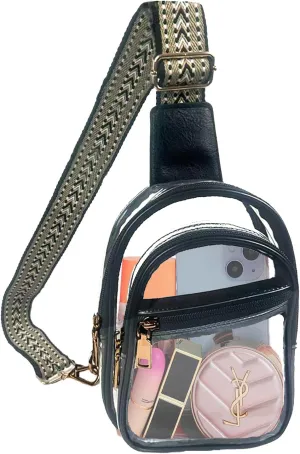 3 Pockets Clear Bag for Stadium Events Crossbody Bag Chest Sling Backpack Transparent Concert bag Fanny Pack Purse Women Men