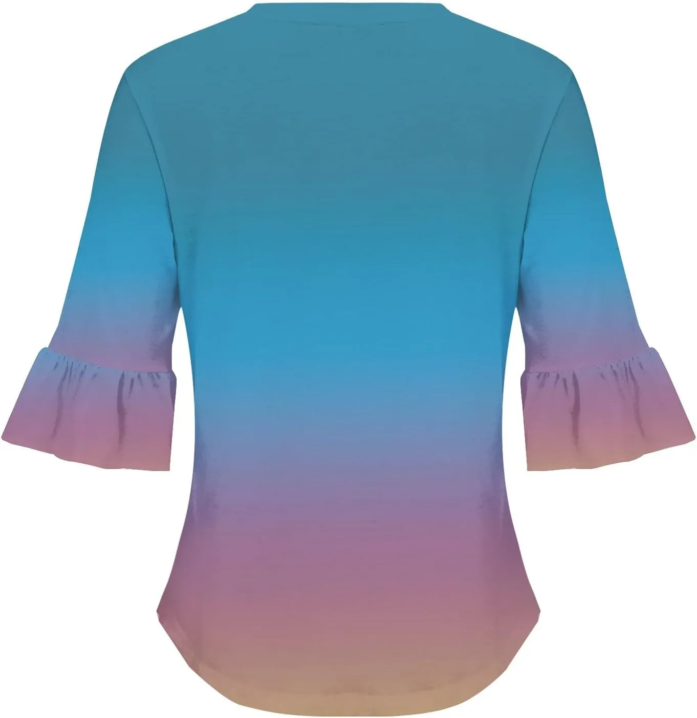 3/4 Sleeve Tops for Women Casual Ruffle V Neck T Shirts Three Quarter Length Work Blouses Dressy Tunic Tops