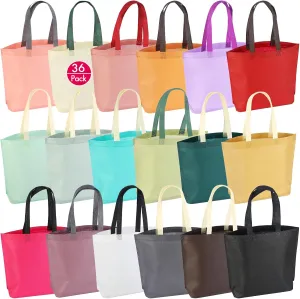 36 Pack Reusable Non-Woven Tote Bags - 18 Color Eco-Friendly Shopping Bags with Reinforced Handles, for DIY, Storage & Gifts