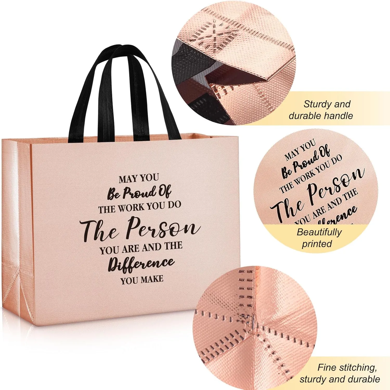 36 Pcs Large Thank You Reusable Gift Bags Employee Team Appreciation Gift Bags May You Be Proud Gift for Employee Teacher Student Coworker Secretary Appreciation Assistant Gift(Rose
