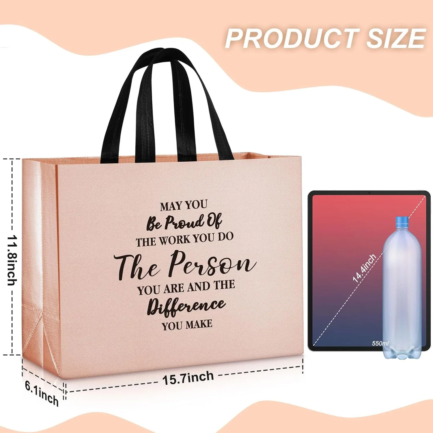 36 Pcs Large Thank You Reusable Gift Bags Employee Team Appreciation Gift Bags May You Be Proud Gift for Employee Teacher Student Coworker Secretary Appreciation Assistant Gift(Rose