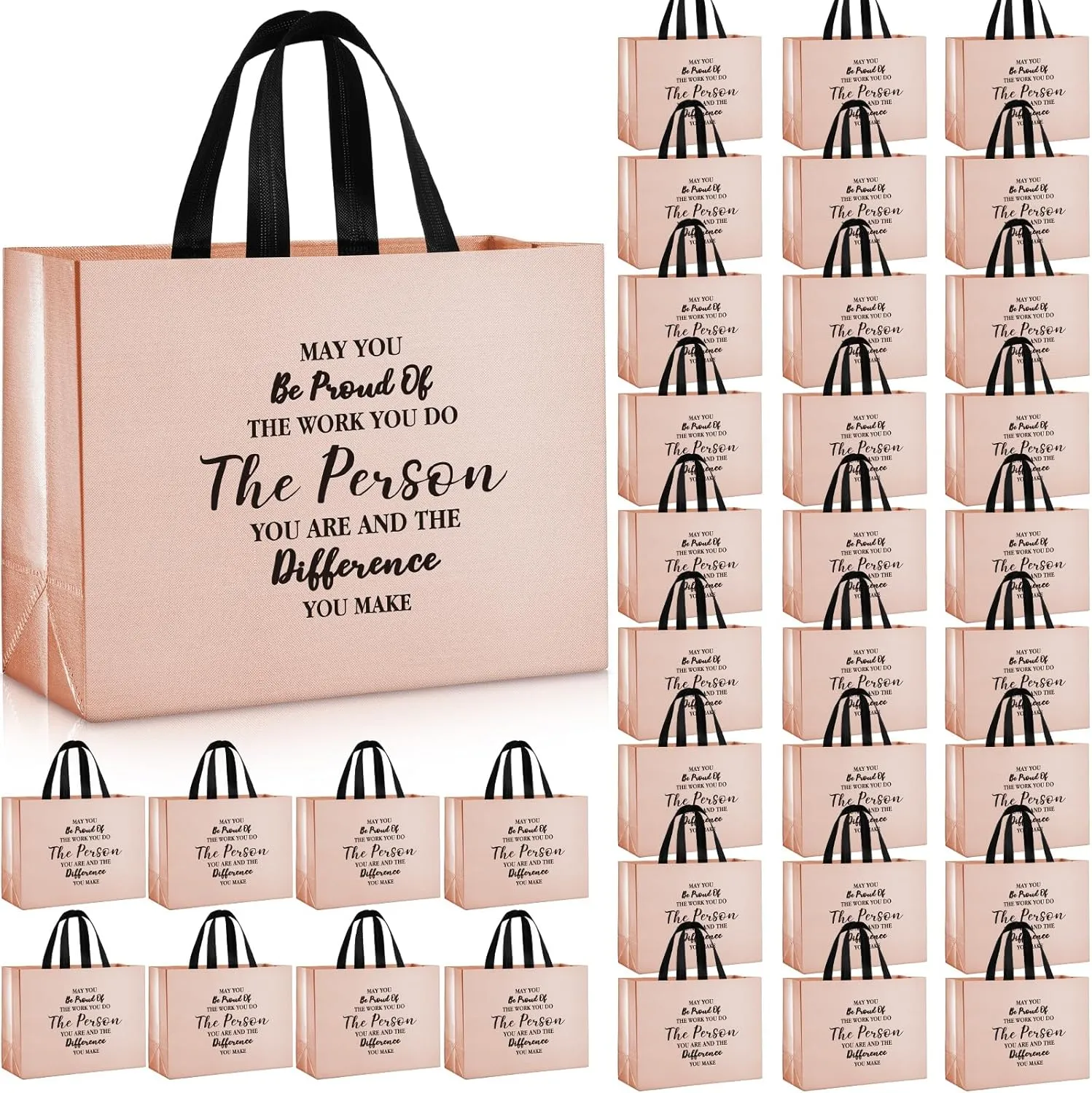 36 Pcs Large Thank You Reusable Gift Bags Employee Team Appreciation Gift Bags May You Be Proud Gift for Employee Teacher Student Coworker Secretary Appreciation Assistant Gift(Rose