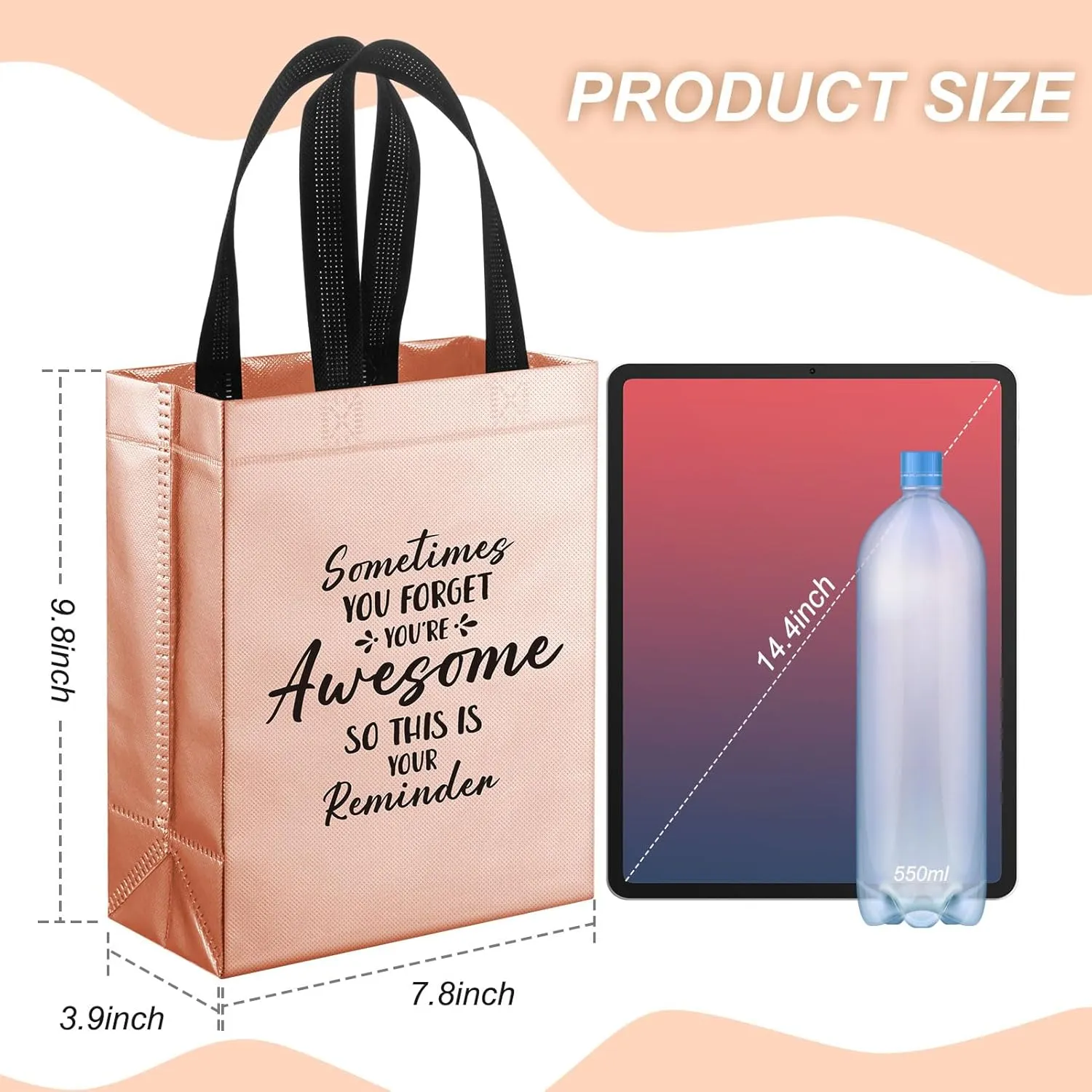 36 Pcs Thank You Reusable Gift Bags Employee Appreciation Gift Bags Sometimes You Forget You're Awesome Team Appreciation Gift for Employee Teacher Student Coworker Secretary Assistant Gift(Rose Gold)