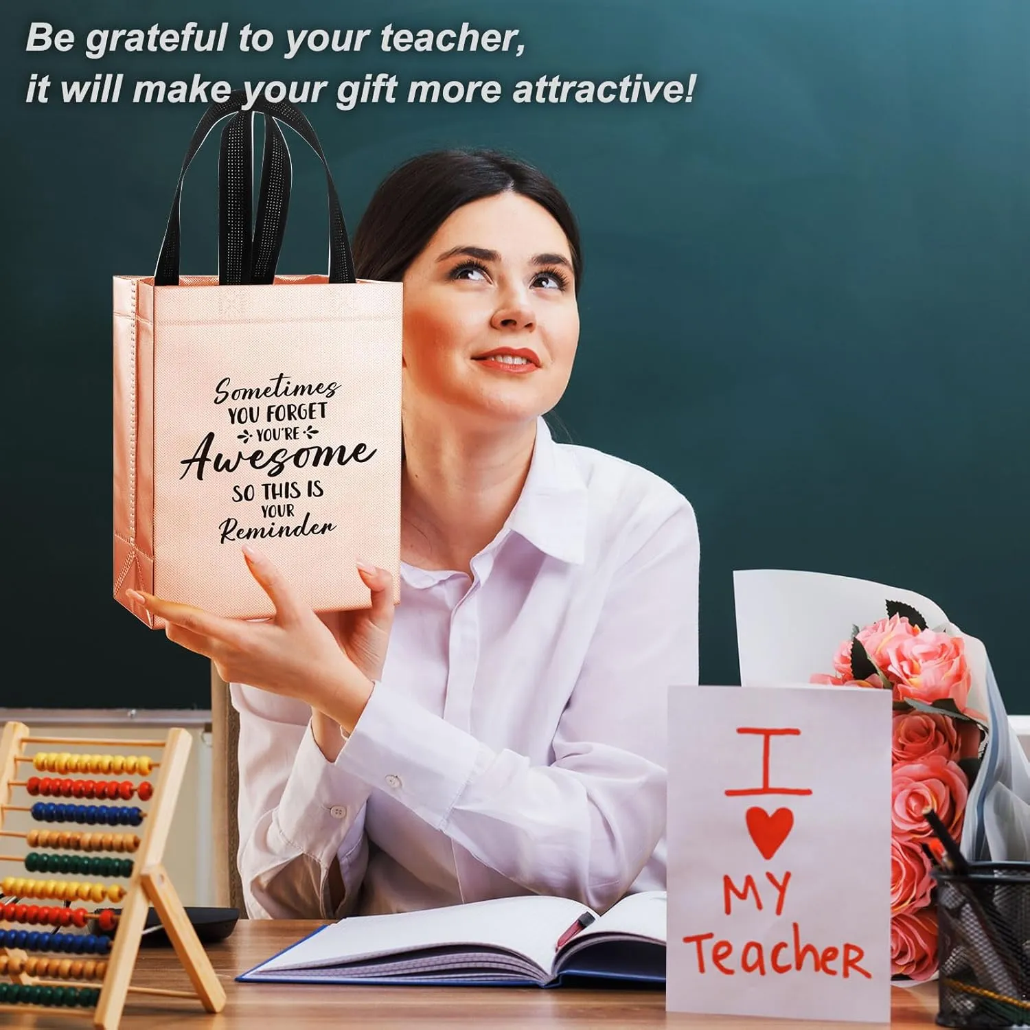 36 Pcs Thank You Reusable Gift Bags Employee Appreciation Gift Bags Sometimes You Forget You're Awesome Team Appreciation Gift for Employee Teacher Student Coworker Secretary Assistant Gift(Rose Gold)