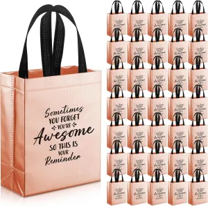 36 Pcs Thank You Reusable Gift Bags Employee Appreciation Gift Bags Sometimes You Forget You're Awesome Team Appreciation Gift for Employee Teacher Student Coworker Secretary Assistant Gift(Rose Gold)