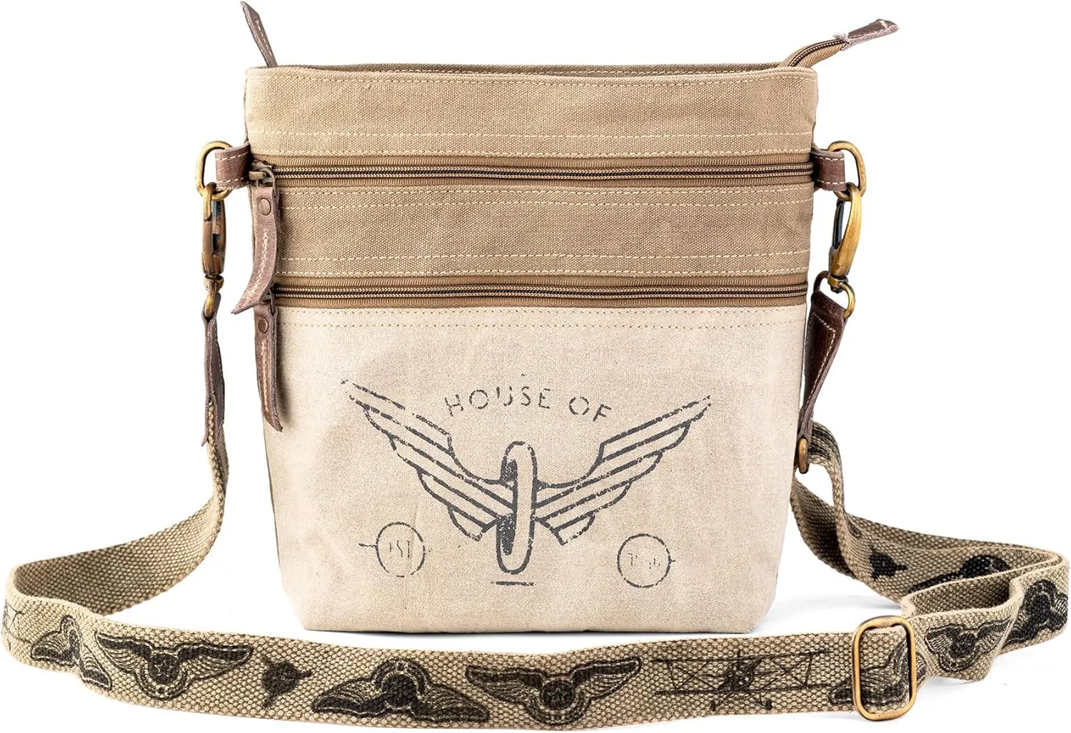 3B- purses for women crossbody bags for women trendy Upcycled leather canvas bag shoulder bag with 2 straps